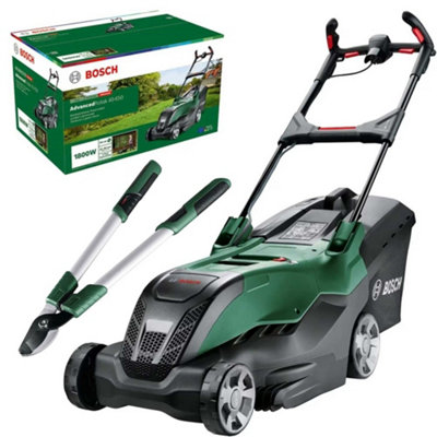 Bosch Electric Rotary Lawnmower Rotak Mower 40cm 1800w 50L + Long Handled Lopper