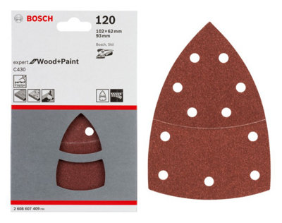 BOSCH Expert for Wood + Paint Sanding Sheets (Grit 120) (20/Pack) (For: Bosch PSM 100A, EasySander 18V-8 & UniversalSander 18V)