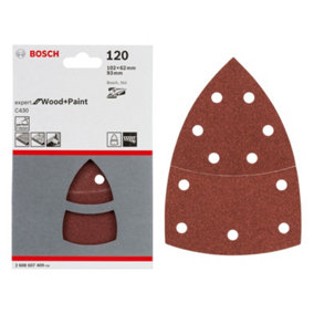 BOSCH Expert for Wood + Paint Sanding Sheets (Grit 120) (20/Pack) (For: Bosch PSM 18 Li, PSM 8100A & EasySander 12 Sanders)
