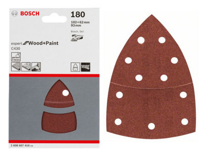 BOSCH Expert for Wood + Paint Sanding Sheets (Grit 180) (20/Pack) (For: Bosch PSM 18 Li, PSM 8100A & EasySander 12 Sanders)