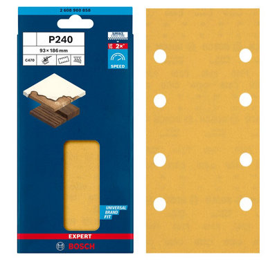 BOSCH Expert for Wood + Paint Sanding Sheets (Grit 240) (20/Pack) (For: Bosch PSS 250AE, PSM 200 AES & UniversalSander18V Sanders)