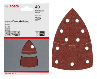 BOSCH Expert for Wood + Paint Sanding Sheets (Grit 40) (20/Pack) (For: Bosch PSM 100A, EasySander 18V-8 & UniversalSander 18V)