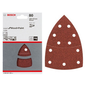 BOSCH Expert for Wood + Paint Sanding Sheets (Grit 80) (20/Pack) (For: Bosch PSM 100A, EasySander 18V-8 & UniversalSander 18V)