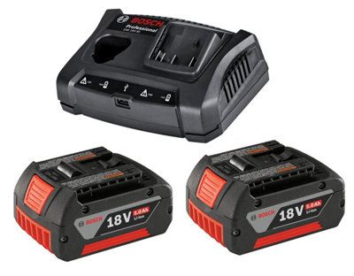 Bosch GBA18805SET 18v Starter Set - 2 X 5.0ah Batteries + GAX18V30 Dual ...