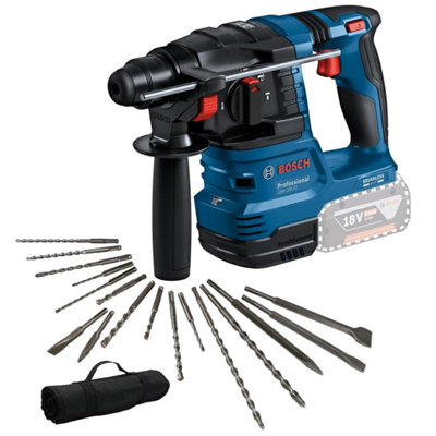 Bosch GBH 18V-22 SDS + Brushless Cordless Rotary Hammer Drill + 17 ...