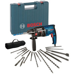 Bosch GBH2000 110v SDS Plus Rotary Hammer Drill + 17 Piece Bit Set Point Chisel