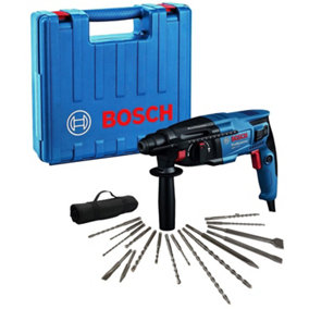Bosch GBH221D 110v SDS Plus Rotary Hammer Drill + 17 Piece Bit Set Point Chisel