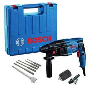 Bosch GBH221D 110v SDS Plus Rotary Hammer Drill + SDS Bits Chisel + Chuck + Case