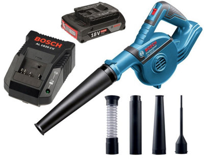 Bosch GBL18V-120 18v Cordless Blower + 4 Nozzles - 2.0ah Battery + Charger