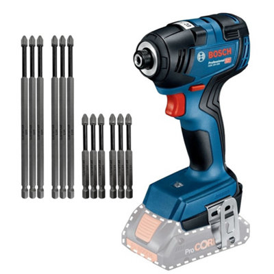 Bosch GDR18V-200 18V Impact Driver Brushless + 12 Piece Long Bit Set