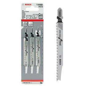 BOSCH Genuine T308B Extra-Clean for Wood Jigsaw Blades (3/Pack) (To Fit: Bosch PST, GST, EasySaw & UniversalSaw Jigsaw Models)