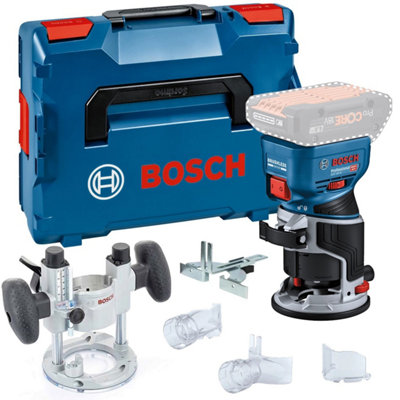 Bosch GKF 18V-8 18v Brushless Cordless Palm Router Trimmer Lboxx + Plunge Base
