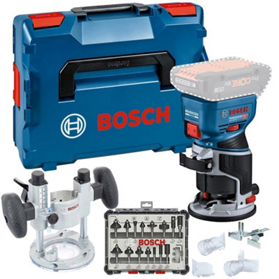 Bosch GKF 18v Brushless Palm Router Trimmer Lboxx Plunge Base + 15PC ...