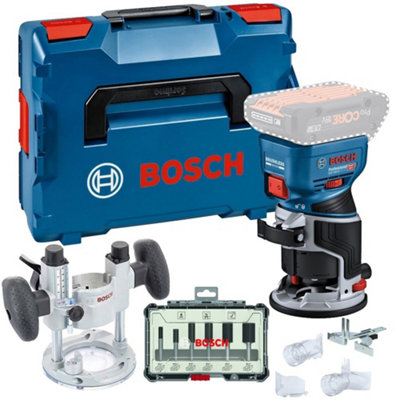 Bosch GKF 18v Brushless Palm Router Trimmer Lboxx Plunge Base + 6PC ...
