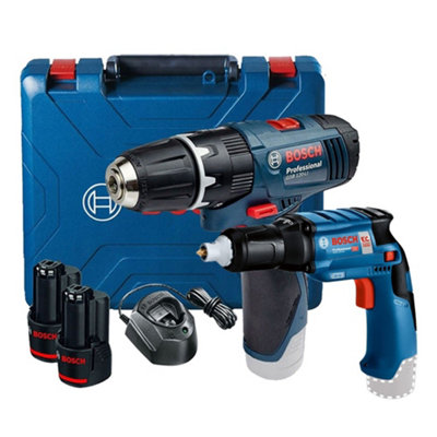 Bosch GSB 120-LI 12v Combi Hammer Drill 2 Speed 2x2ah + GTB Drywall Screwdriver