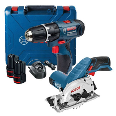 Bosch GSB 120-LI 12v Combi Hammer Drill 2 Speed 2x2ah + GWS 12v-26 Circular Saw