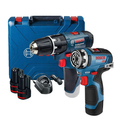 Bosch GSB 120-LI 12v Combi Hammer Drill 2 Speed 2x2ah + GWS 12v-35 Drill Driver