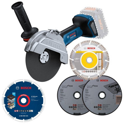 Bosch GWS 18 V-180 P 180mm 18v Brushless Angle Grinder BITURBO 7" + 4 Blades