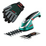 Bosch ISIO 3 III Cordless Shrub Grass Shear Hedge Cutter Multi Tool Set & Gloves