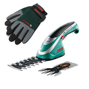 Bosch ISIO 3 III Cordless Shrub Grass Shear Hedge Cutter Multi Tool Set & Gloves