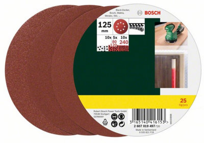 BOSCH Mixed Grit Sanding Sheets (25/Pack) (For: Bosch PEX 220A, PEX 300 AE, PEX 400 AE & AdvancedOrbit 18 Sanders)