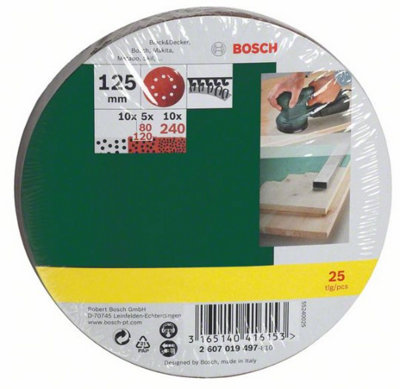 BOSCH Mixed Grit Sanding Sheets (25/Pack) (For: Bosch PEX 220A, PEX 300 AE, PEX 400 AE & AdvancedOrbit 18 Sanders)