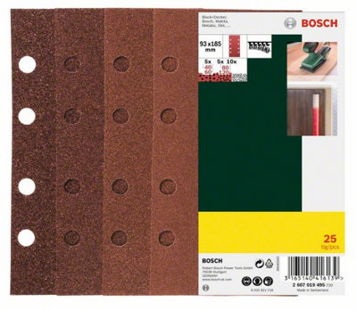 BOSCH Mixed Grit Sanding Sheets (25/Pack) (For Bosch PSM 200 AES, PSS
