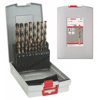 Bosch PRO 19 Piece HHS-CO Cobalt Metal Drill Bit Set 1mm 10mm + Case 2608587014