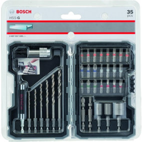 Bosch Pro 2607017328 35 Piece HSS-G Drill Bit & Screwdriver Bit Set + Holder