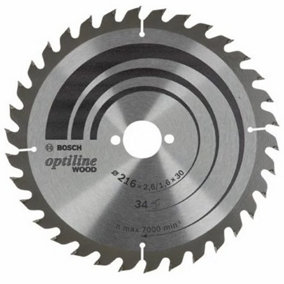 Bosch PRO Optiline Thin Kerf Circular Saw Blade 216mm 30mm x 34 Tooth 2608838409