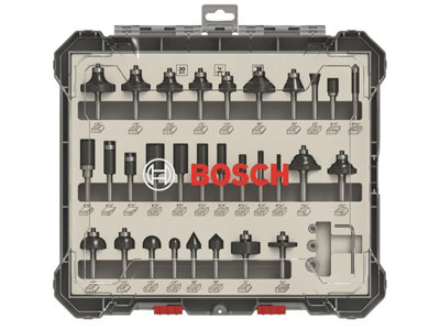 Bosch Professional 30-Piece Mixed Application Router Bit Set with 1/4" Shank