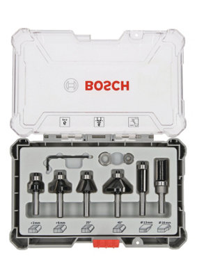 Bosch Professional 6-Piece Router Bit Set for Trim and Edging with 6mm Shank