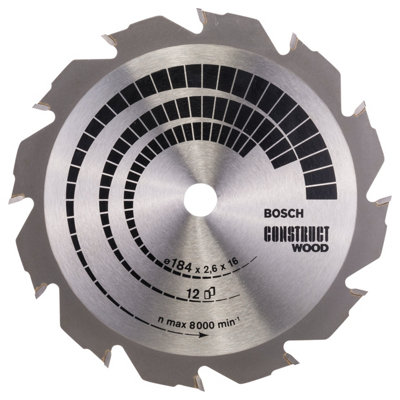 Bosch Professional Construct Wood Circular Saw Blade - 184 x 16 x 2.6 mm (12)