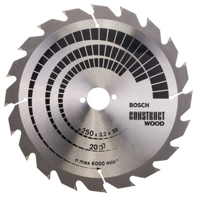 Bosch Professional Construct Wood Circular Saw Blade - 250 x 30 x 3.2 mm (20 teeth)