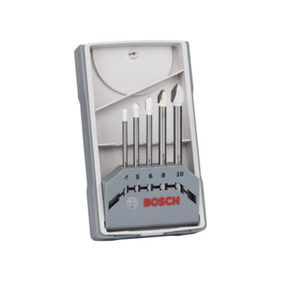 Bosch Professional CYL-9 SoftCeramic 5-Piece Tile Drill Bit Set - 4.0, 5.0, 6.0, 8.0, and 10.0 mm