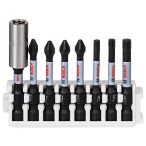 Bosch Professional Impact Power Bit Insert Pack 50mm, PH2, PH2, PZ2, PZ2, T20, T25, T30, Bitholder Standard Pick & Clic