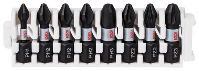 Bosch Professional Impact Screwdriver Bit Insert Pack 25mm - PH1, PH2 (x3), PH3, PZ2 (x2), PZ3 - Pick & Clic