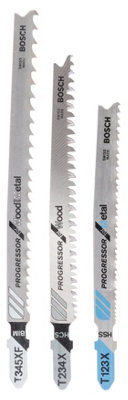 Bosch Professional Jigsaw Blade Set - 3 Pieces (T 123 XF, T 234 X, T 345 XF)