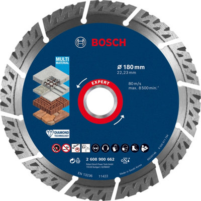 Bosch Professional MultiMaterial Diamond Cutting Disc - 180 x 22.23 x 2 ...