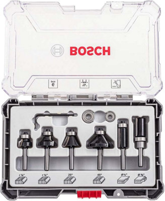 Bosch Professional Router Bit Set 6 pcs Trim&Edging 1/4