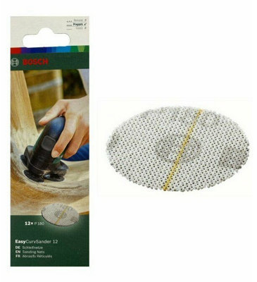 BOSCH Sanding Sheets / Nets (Grit 180) (12/Pack) (To Fit: Bosch EasyCurvSander 12 Cordless Disc Sander and Polisher)