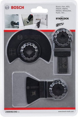 Bosch Starlock 3 Piece Multi Tool Cutter Set Tiling Saw Blade Plunge Segment GOP