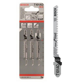 BOSCH T101AO Clean for Wood Jigsaw Blades (3/Pack) (To Fit: Bosch PST, GST, EasySaw & UniversalSaw Jigsaw Models)