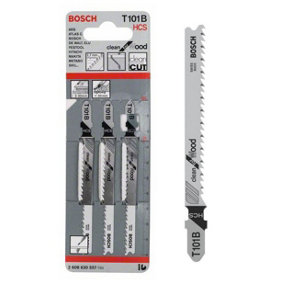 BOSCH T101B Clean for Wood Jigsaw Blades (3/Pack) (To Fit: Bosch PST, GST, EasySaw & UniversalSaw Jigsaw Models)