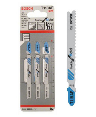 BOSCH T118AF Flexible for Metal Jigsaw Blades (3/Pack) (To Fit: Bosch PST, GST, EasySaw & UniversalSaw Jigsaw Models)