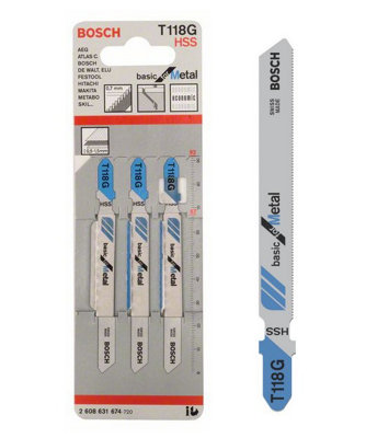 BOSCH T118G Basic for Metal Jigsaw Blades 3 Pack To Fit Bosch