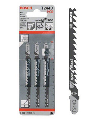 BOSCH T244D Speed for Wood Jigsaw Blades (3/Pack) (To Fit: Bosch PST, GST, EasySaw & UniversalSaw Jigsaw Models)