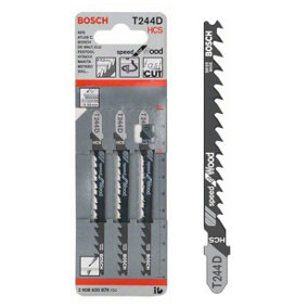BOSCH T244D Speed for Wood Jigsaw Blades (3/Pack) (To Fit: Bosch PST, GST, EasySaw & UniversalSaw Jigsaw Models)