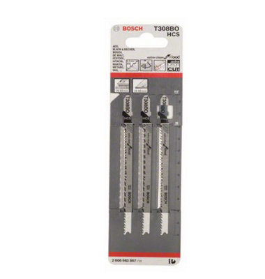 BOSCH T308BO Extra-Clean for Wood Jigsaw Blades (3/Pack) (To Fit: Bosch PST, GST, EasySaw & UniversalSaw Jigsaw Models)