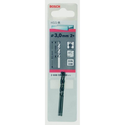 Bosch TEQ Twisted HSS Drill Bit (Pack of 2) Black (2mm)